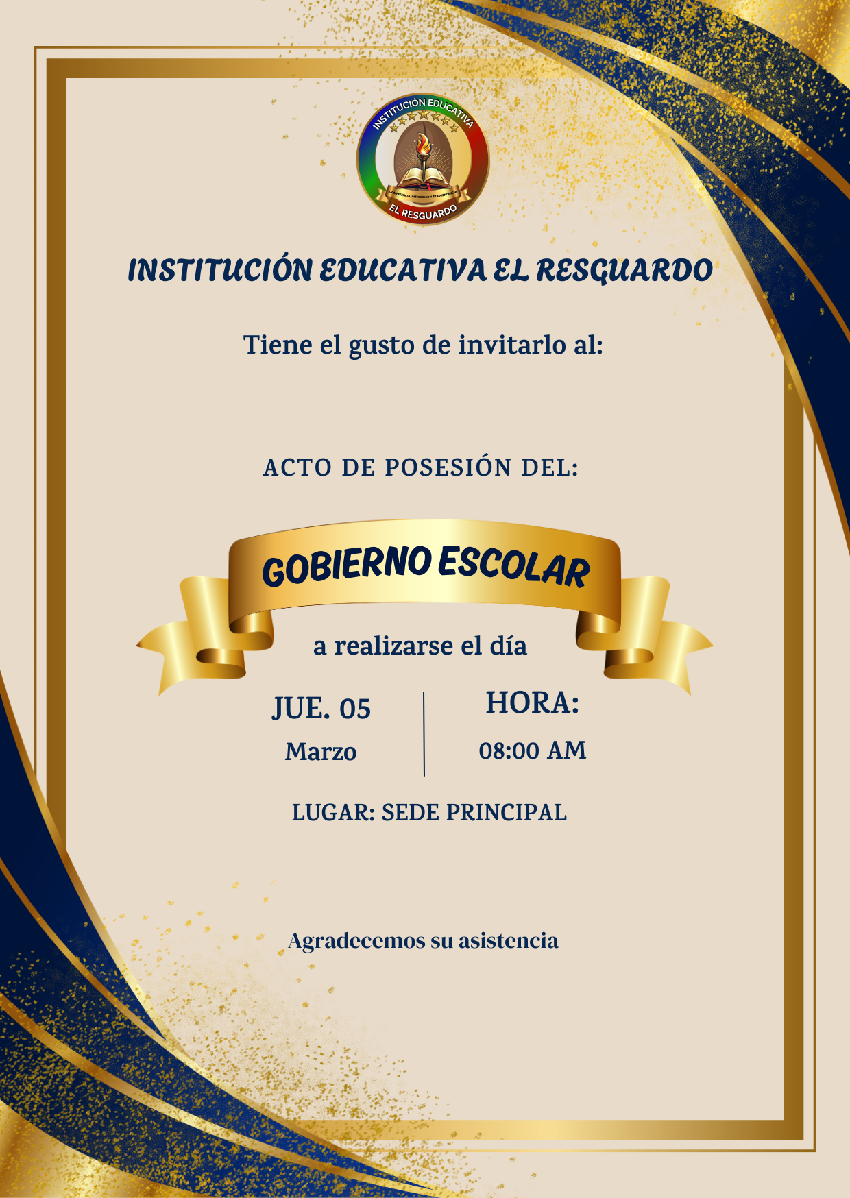 INVITACION POSESION GOBIERNO ESCOLAR